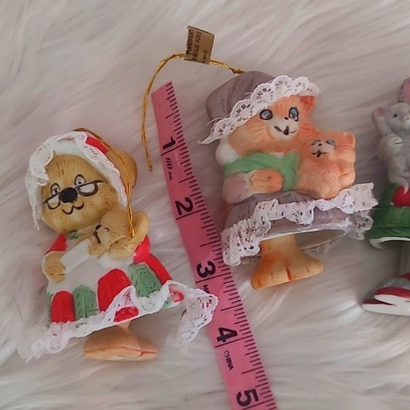 Vintage 70s Jasco Taiwan Porcelain Caring Critters Chimers Ornament Set of Four - Picture 15 of 16
